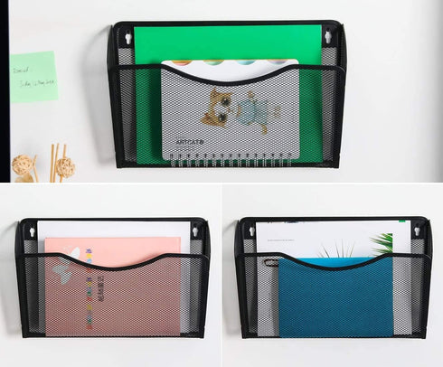 EasyPAG Wall Mount File Holder, 6 Pack Single Pocket Hanging File Organizer, Magazine Folder Basket for Office and