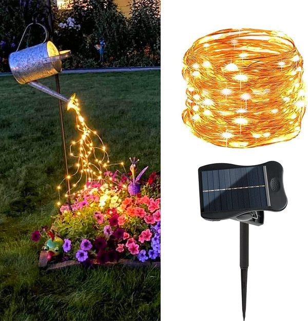 1 Pack 8 Modes Solar Waterfall Lights, 200 LED Outdoor Waterproof String Lights for Garden
