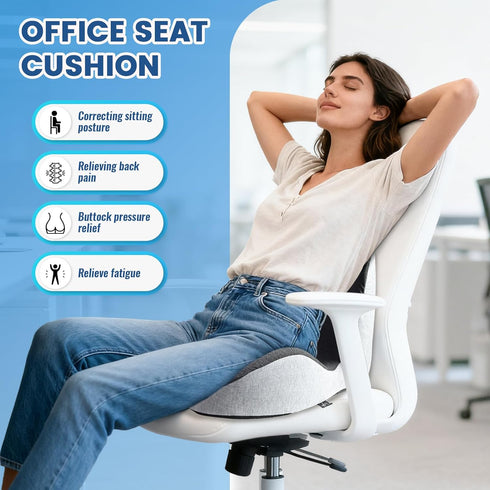 WADCIMC Tailbone Seat Cushion - Memory Foam Cushion for Office Chair, Lumbar Support Pillow One Piece, for Sciatica