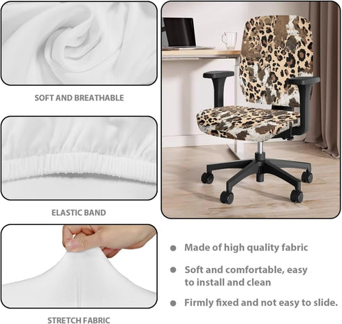 Cugasmaru 4-Pc Set Brown Leopard Office Chair Covers with Office Chair Arm Pads St. Patrick's Day Accent Chair Stretchy