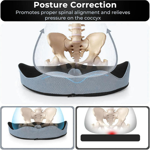 Pootelifys Orthopedic Seat Cushion Ergonomic Memory Foam Seat Cushion Sciatica & Back Pain Relief for Office Chair