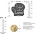 easykart 300 Baked with Love Stickers in Sheets - Dark Grey Color, 2" x 2" Die Cut Design, Recommended for Bakeries