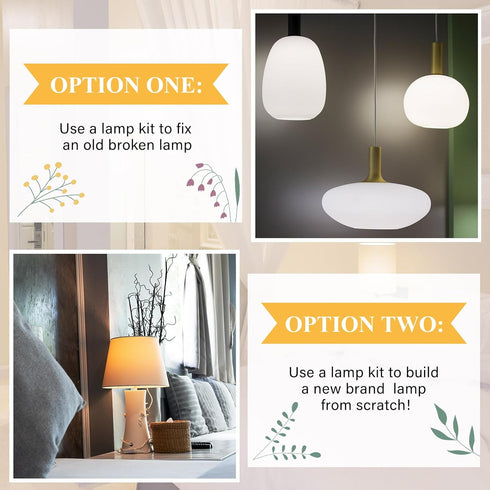 Honoson Lamp Kit for Repair, Replacement for Table Lamps with 3 Way Socket, Lamp Wiring Parts for Antique DIY Light