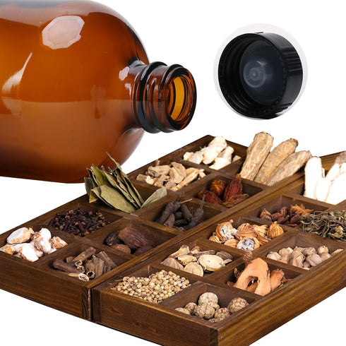 2pcs 16oz Amber Glass Boston Round Bottles with Air Tight Seal, Perfect for Storing Condiments and Homemade Oils