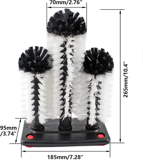 3 Commercial Bonsicoky Brush Bar Glass Washer with Suction Base, Brush Cleaner Bristle Brush for Kitchen Bar Beer Cup