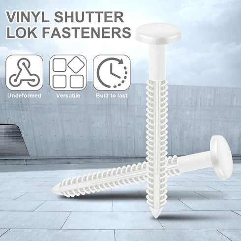 Blulu 60 3 Inch Pcs Vinyl Shutter Fastener Window Panel Peg Lok Pin Pegs Screws Shutter Spikes Anchor (White)
