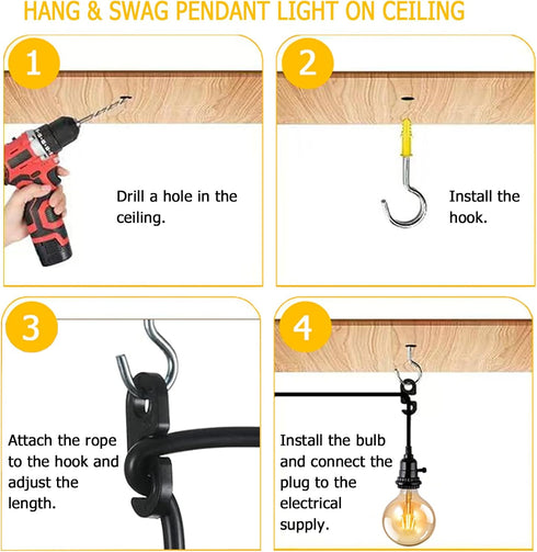 3-Light 21FT E26 DITEDY Plug in Pendant Light Kit, Hanging Lights with Plug in Cord Hanging Lamp Cord with On/Off