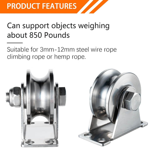 Cable Pulley Wheel Stainless Steel, Duplex Bearings, 2 Pack Rope Pulley for Gym Equipment
