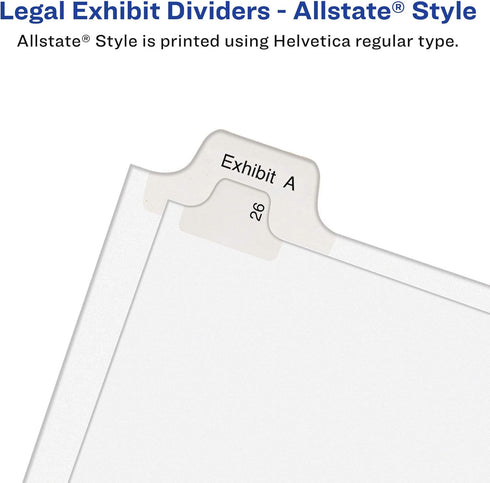 Avery 26-50 Legal Exhibit Dividers, 25-Tab Set, Allstate Style for 3 Ring Binders
