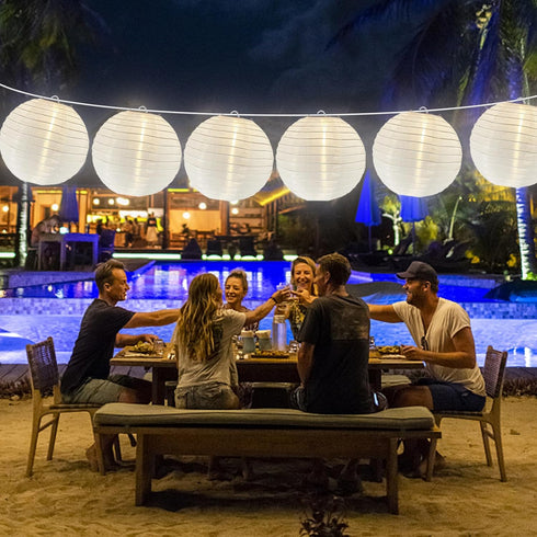 27.5FT 10 G40 Bulbs, Lantern String Lights Outdoor, White Lantern String Lights Plug in with Nylon Lanterns and LED