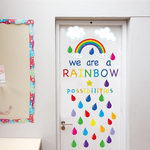 Motivational Rainbow Bulletin Board Cutouts - Inspirational Classroom Decoration for School Chalkboards and Walls