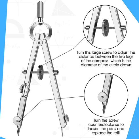 Zonon 24 Pcs Compass for Geometry, Bulk for Classroom Math Students Protractor for Art Compass Precision Tool with
