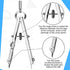 Zonon 24 Pcs Compass for Geometry, Bulk for Classroom Math Students Protractor for Art Compass Precision Tool with