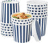 Restaurantware Bio Tek 12 Ounce Soup Containers, 25 Durable Disposable Blue and White Paper Soup Bowls
