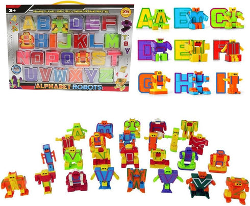 Odowalker 26 Pcs Alphabet Robots 2" Letters Alpha Bots Alphabots Transform Letters for