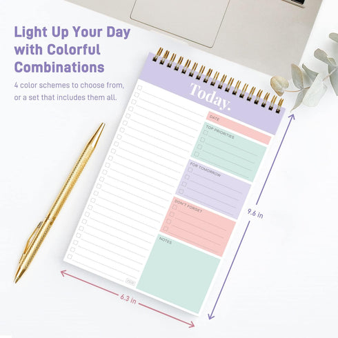 S&O Daily Planner Notepad for Productivity, 52 Page Undated To Do List Organizer - MAUVE