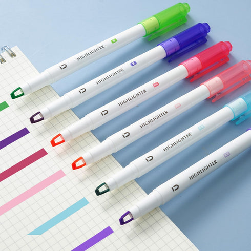 M&G 6 Pcs Cute Dual Tip Highlighters, Rainbow Color No Bleed Dry Quick Chisel Tip Highlighters, Perfect for School,Office, Bible, Notes (Rainbow) by M&G