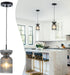 Gmrhndy E26 Glass Pendant Light, Ribbed Smoke Gray Glass Hanging Light with Adjustable Cord, Modern Pendant Light
