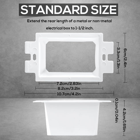 8pcs BE1-2 Electrical Outlet Box Extenders, 1 Gang/Single Gang Electric Box Extension with 16pcs Screws Power Switch Receptacles Accessories (White)