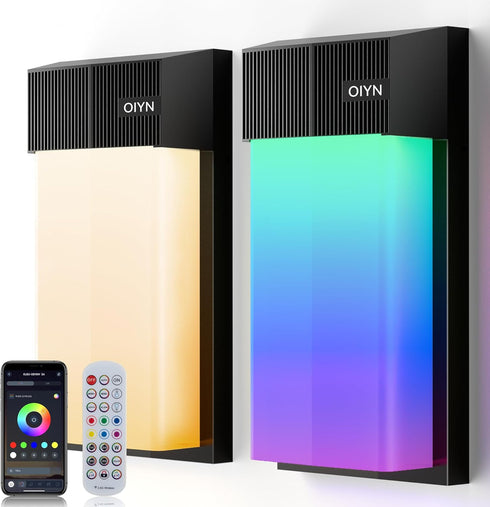 OIYN Outdoor Wall Light, Smart RGBICWW Porch Lights Outdoor, 1500LM Modern Wall