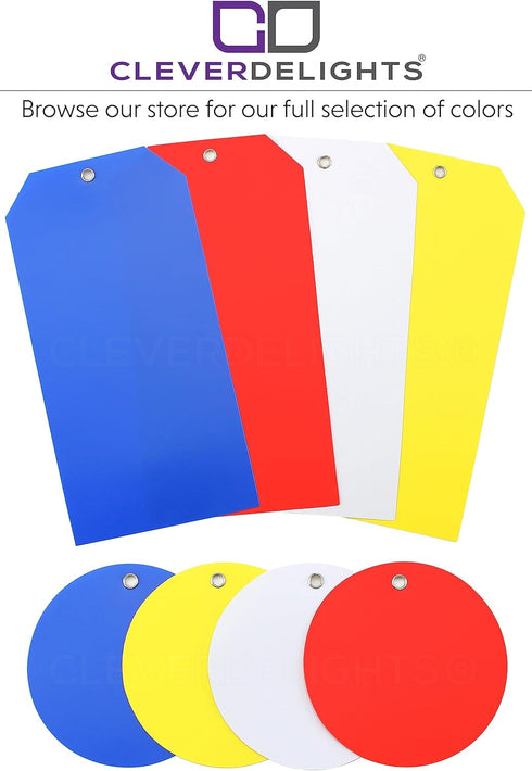 CleverDelights Plastic Tags - 4.75" x 2.375" - 100 Pack, Waterproof Heavy Duty, Yellow