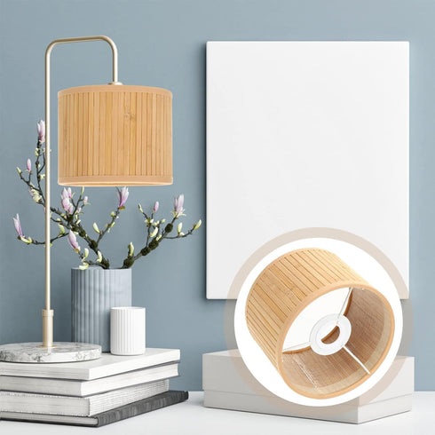 Zerodeko Small Bamboo Lampshade Retro Style Compatible Light Cover for Desk Wall and Floor Lamps Chic Vintage Design
