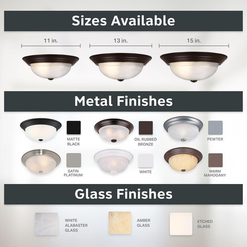 2-Lights 11 Inch 1257S-ORB-AL DESIGNERS FOUNTAIN Reedley Flush Mount Ceiling Light, Lighting Fixture for Kitchen