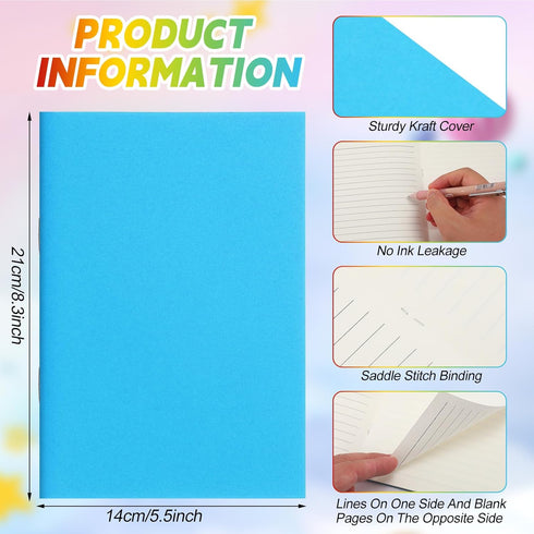 Gueevin 6 Pcs Blank Notebooks for Kids to Write Stories Bulk Notebooks Journals for Students Paperback Books Drawing Lined Page Journals Primary Elementary Arts Crafts 5.5" x 8.3" (Classic Colors) by Gueevin