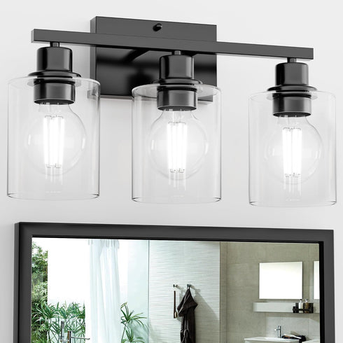 Black Bathroom Lights Over Mirror, Anti-Rust 3-Light Vanity Lighting Fixture for Bathroom,