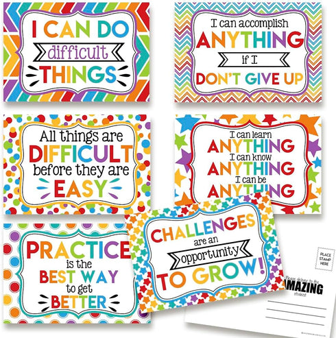 Positive Encouragement Themed Blank Postcards, 30 Fill In Notecards for Students from Teachers