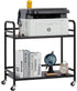 HDANI Under Desk Printer Stand, 2 Shelf Metal Rolling Cart with Wheels, Office Utility Storage Rack, Black