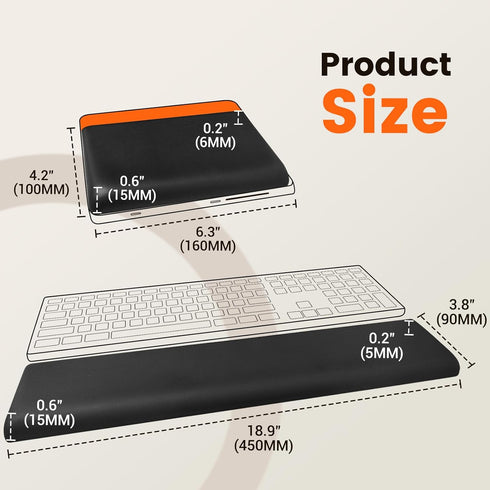 HONKID Low Profile Wrist Rest for Slim Keyboards and Mouse - Made of Cool Gel, Non-Slip Rubber Base, Relieve Wrist