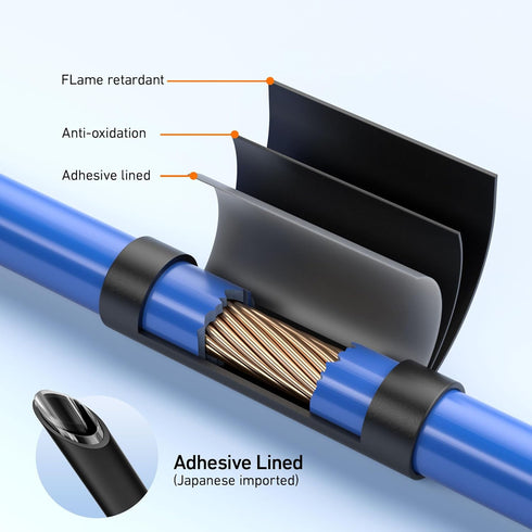 TKDMR 446 Pcs Heat Shrink Tubing Kit - 4:1 Ratio Adhesive Lined Marine Grade Black Shrink Wrap