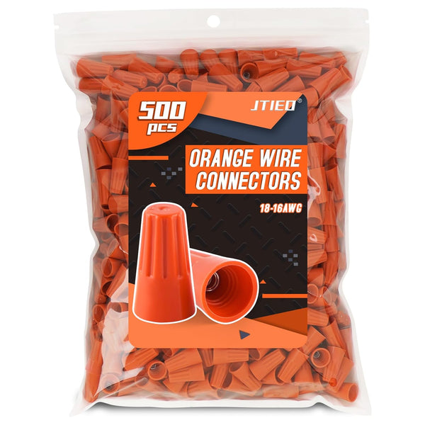 500 Pcs Orange Electrical Wire Connectors, Insulating Twist Nuts Caps for Quick Connection (AWG 18-16)