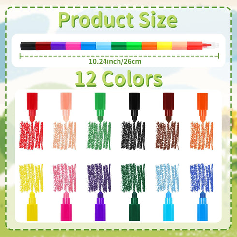 Zooyinfy 15 12 Set Pcs Stacking Crayons Colors Buildable Crayons Colorful Drawing Crayons Party Favors DIY Rainbow