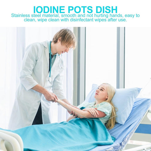 2pcs Stainless Steel Medical Surgical Bowls, Thickened Iodine Cups for Sponges and Dressings, Seamless Construction