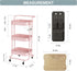 DTK 3 Tier Metal Utility Rolling Cart - Storage Organizer Cart with Table Top and Side Bags