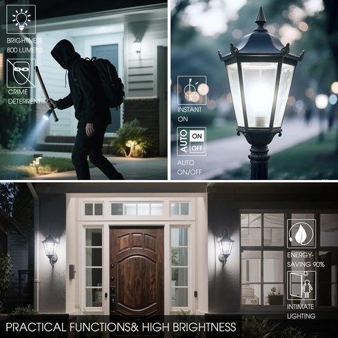 Bulb, 75 9W 1100 5000K Bulbs, E26 Bulb 4-Pack Dusk to Dawn LED Outdoor Light Watt Equivalent, Lumens, Daylight LED