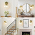 1 Pack Vintage Wall Sconces with Clear Pumpkin Glass Lampshade, Indoor Bathroom Wall Sconce, Modern Gold Industrial