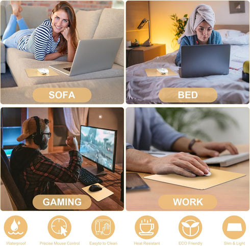 TERRATUTOR Aluminum Mouse Pad with Non-Slip Rubber Base, Micro Sand Blasting Alloy Surface, Golden