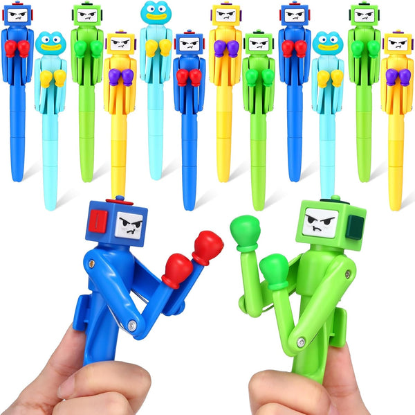 Sayglossy 12 Pcs Boxing Pen Robot with Punching Arm and Crisp Button Sound