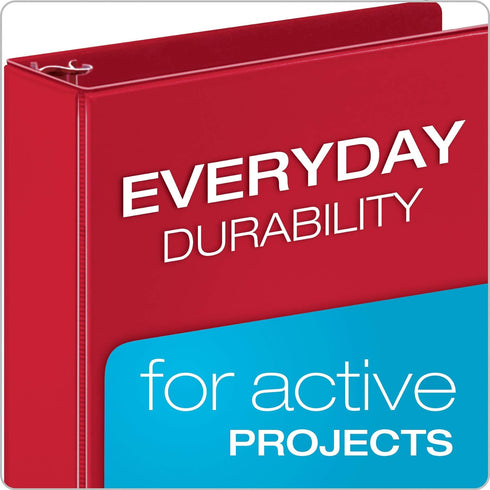 Cardinal 3 Ring Binders, 2 Inch Binder with Round Rings, Holds 475-Sheets, ClearVue Covers, Non-Stick, PVC-Free, Assorted Colors, 4 Pack (29311) by Cardinal