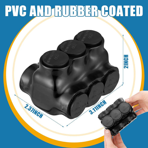 3 Pcs Black Multi Cable Connector, 3 Wire Ports Connectors with Dual Sided Entry for Copper and Aluminum
