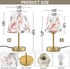 Dimmable ALAZA Table Lamp for Bedroom Nightstand Pink Peonies Rose Flower Bedside Lamp with USB Port Fabric Shade Desk