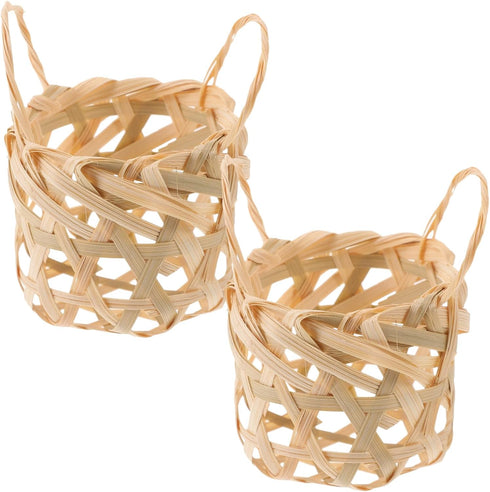 Mikinona 2pcs Bamboo Lampshade for Table Lamp Woven Lampshades Rustic Style Small