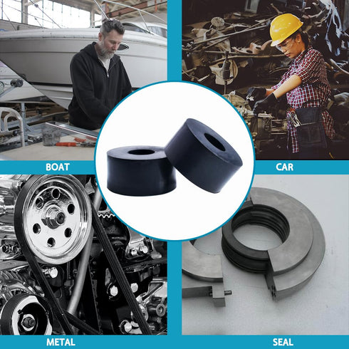 Multi Purpose Rubber Spacer, 1 Inch OD x 3/8 Inch ID x 1/2 Inch Thickness - 6pcs Black Rubber Washers