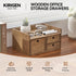 KIRIGEN Desk Organizer with 3 Drawers, Dark Brown Wooden Storage Box for Office Supplies and Toiletries