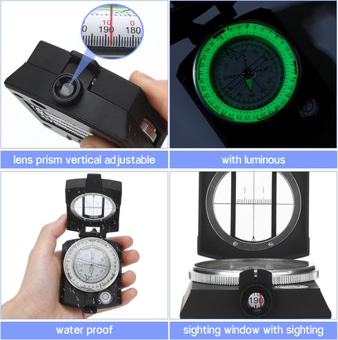 Yeaqee 8 Pcs Land Navigation Kit Includes 5 Military Map Markers Lensatic Military Compass Coordinate Scale and Protractor Pace Beads Counter for Camping, Mountaineering, Climbing, Adventure