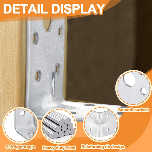 50pcs 2x2x1-3/8 1.7mm 90 Shimeyao Steel L Bracket Thick Metal Angle Degree Reinforcing Rib Corner Brace Heavy Duty