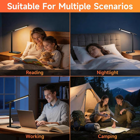 BOKELUNA 2 1 3500-6500K Dimming 5 in LED Desk Lamp - Magnetic Desk Lamp with Phone Holder & USB Charging Port for Home
